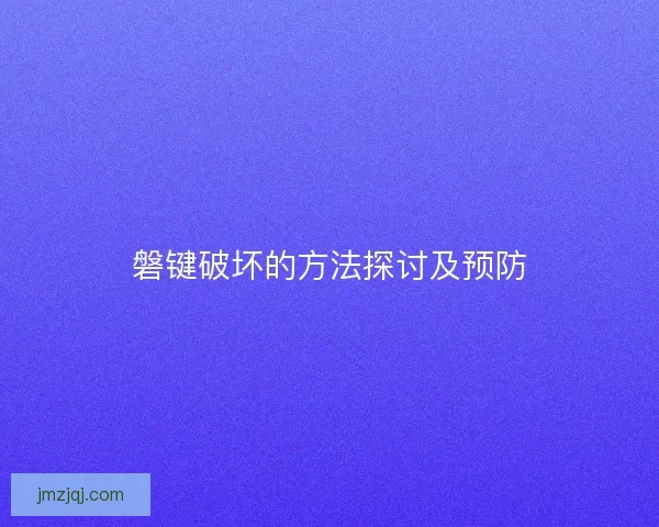 磐键破坏的方法探讨及预防